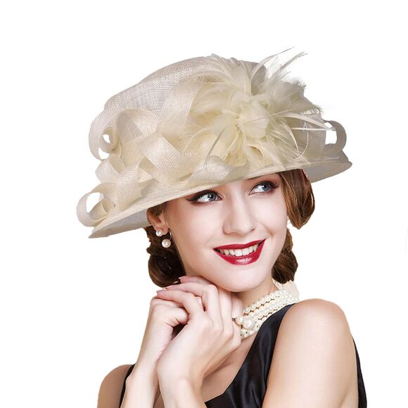 3358 Wedding Bridal Derby Bowler Hats For Women Ladies With Feather Elegant